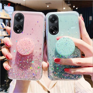 เคสโทรศัพท์มือถือ ซิลิโคนใส ประดับเลื่อม กลิตเตอร์ สีทอง สําหรับ OPPO A98 A78 A58 A17 A17K A77S Reno 8T 4G 5G