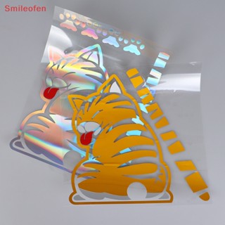 [Smileofen] ใหม่ สติกเกอร์ ลายการ์ตูนอุ้งเท้าแมว 3D สําหรับติดตกแต่งกระจกหลังรถยนต์