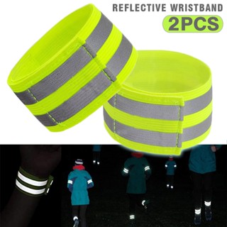 2pcs Reflective Armbands Ankle Straps Adjustable Cycling Running Wristbands