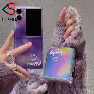 Lushuo เคสโทรศัพท์มือถือ แบบฝาพับ ไล่โทนสี พร้อมบานพับ สําหรับ OPPO Find N2 findn2