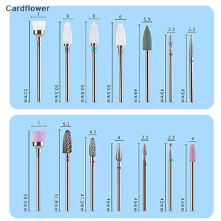 &lt;Cardflower&gt; หัวสว่านขัดเล็บไฟฟ้า เซรามิคทังสเตน เหล็กทังสเตน อุปกรณ์เสริม สําหรับขัดเล็บ หนังกําพร้า 7 ชิ้น ต่อชุด