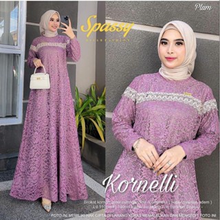 - Kornelli Dress Maxy Gamis Muslim Women Gliter Premium All Size Fit To XL Besar