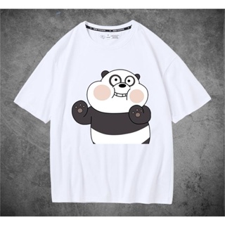 อนิเมะ We Bare Bears อนิเมะเสื้อยืดแพนด้าใหม่สไตล์น่ารัก ผู้ชายและผู้หญิงเสื้อยืดผ้าฝ้ายแขนสั้น เกม