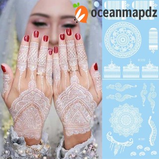 OCEANMAPDZ รอยสักชั่วคราว ลูกไม้ ผู้หญิง แต่งหน้า ข้อมือ คอ เครื่องมือความงาม ขนนก สีน้ําตาล สีแดง ใบหน้า รอยสักชั่วคราว