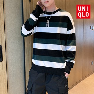 Uni.qlo เสื้อกันหนาว คอกลม ผ้าถัก อเนกประสงค์ แฟชั่นฤดูใบไม้ร่วง และฤดูหนาว สําหรับผู้ชาย [M-3XL]