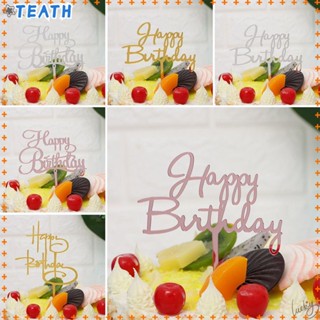 TEAK Kids Favors Party Supplies Happy Birthday Cake Topper Decor Acrylic Letter Cupcake Flag