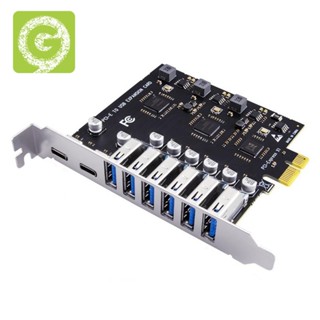 การ์ดแปลง SSU PCIE เป็น USB 3.2 Gen 2 8 พอร์ต (6X Type-A +2X Type-C) PCIE Splitter VIA+NEC Chip สําหรับคอมพิวเตอร์ตั้งโต๊ะ