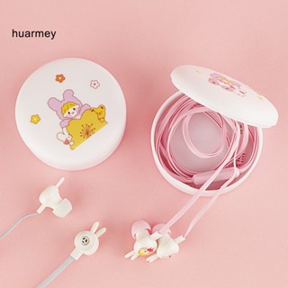 Huarmey หูฟังสเตอริโอ แบบมีสาย HD พร้อมไมโครโฟน ลายการ์ตูนกระต่าย 3.5 มม. สําหรับฟังเพลง