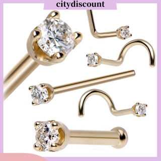 &lt;citydiscount&gt; จิวเจาะร่างกาย จมูก ประดับเพทาย สําหรับผู้หญิง 5 ชิ้น ต่อชุด