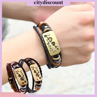 &lt;citydiscount&gt; สร้อยข้อมือเชือกถัก หนังเทียม ยืดหยุ่น ลายลูกศรหัวใจ สไตล์วินเทจ โรแมนติก เครื่องประดับ สําหรับวันวาเลนไทน์ ผู้หญิง ผู้ชาย