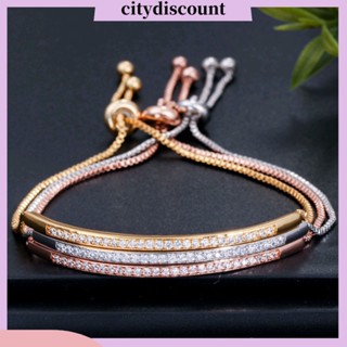 &lt;citydiscount&gt; สร้อยข้อมือ ประดับคริสตัลเทียม ปรับได้ วางซ้อนกันได้ สําหรับผู้หญิง