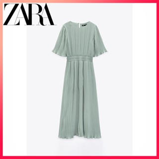 Zara ใหม่ ชุดเดรส แขนพัฟ จีบรอบ ขนาดเล็ก สําหรับผู้หญิง