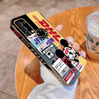 เคส OPPO Reno Reno2 Z Reno3 Pro 4G 5G Reno4 เคสโทรศัพท์มือถือแบบนิ่ม ขอบสี่เหลี่ยม ลายฉลากมิกกี้เมาส์ หรูหรา