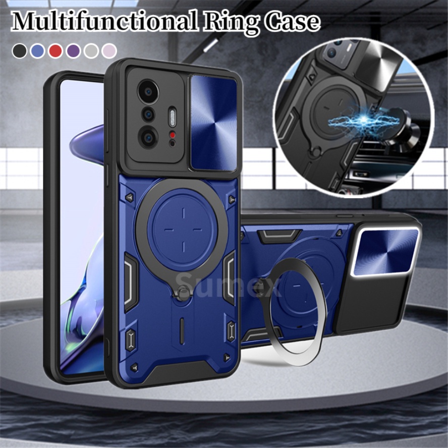 สไลด์หน้าต่างกล้องปกป้องปลอกสําหรับxiaomi11t Xiaomi 11T 12T 13T 14T Pro Mi11t Xiomi Mi 11TPro 5Gเคสโทรศัพท์เกราะแหวนยึดขาตั้งทนทานกันกระแทกฮาร์ดปกหลัง