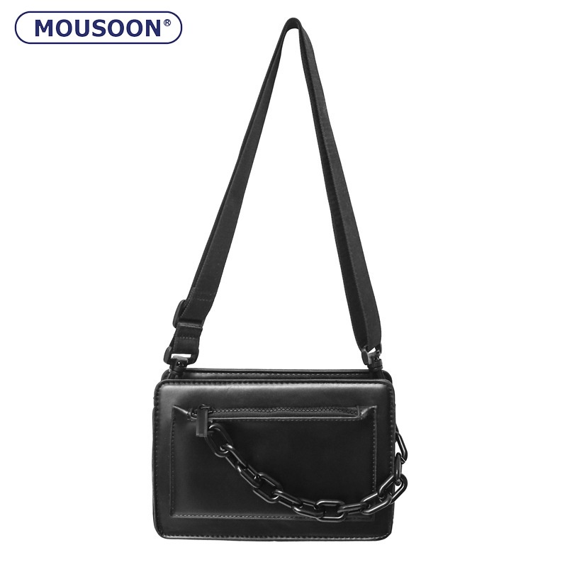 Mousoon กระเป๋าสะพายข้างผู้หญิงและผู้ชายกระเป๋ากล่องแฟชั่นเรียบง่าย