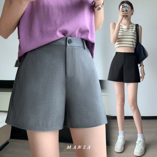 MANSA summer high waist wide leg shorts กางเกงขาสั้น ขากว้างเอวสูงฤดูร้อน กางเกงขากว้าง