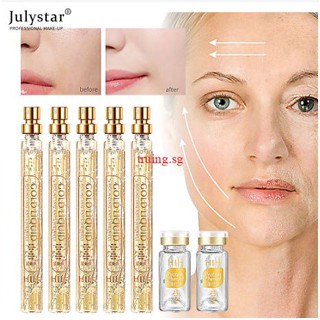 JULYSTAR Hot！ Hih Bomb Gold Protein Peptide Suit Box Tirled Facial Anti-aging Facial Essence Liquid Dilute เส้นละเอียดของเส้นละเอียด