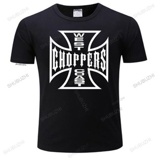 เสื้อยืดแขนสั้น พิมพ์ลายโลโก้หัวกะโหลก West Coast Chopper สีดํา สําหรับผู้ชาย