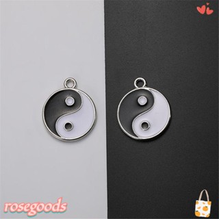 ROSE Yin Yang จี้แฮนด์เมด DIY สําหรับทําต่างหู สีขาว สีดํา