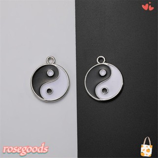 ROSE Yin Yang จี้แฮนด์เมด DIY สําหรับทําต่างหู สีขาว สีดํา