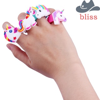 BLISS แหวนซิลิโคน PVC ลายการ์ตูนยูนิคอร์น หลากสี 10 ชิ้น