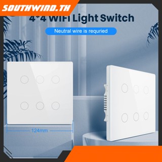 HOT！ Tuya Wifi Smart Switch Touch Screen 4x4 Ac 110-220v 4/6 Gang, Alexa App Control, Google Home Wire