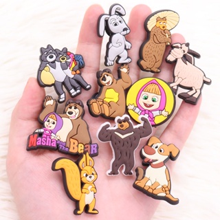 CROCS อุปกรณ์เสริม จี้รูปการ์ตูนหมี Masha and The Bear Jibitz Charm Pin Dog Squirrel Croc Jibbits น่ารัก สําหรับเด็ก