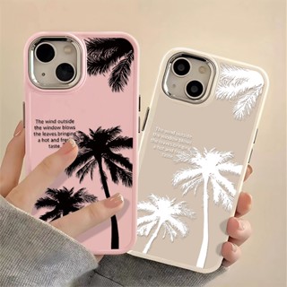 Coconut Tree Metal Buttons Phone Case Compatible for IPhone 14 13 12 Pro Max Soft Silicone Casing TPU Shockproof Cover Cell Precticer