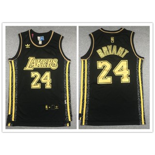 เสื้อกีฬาบาสเก็ตบอล ลายทีม NBA Los Angeles Lakers No. 24 สีดํา สีทอง สไตล์เรโทร 720647