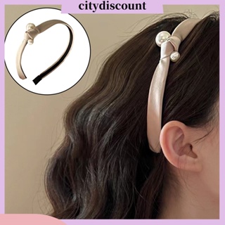 &lt;citydiscount&gt;  ที่คาดผม ผ้าซาติน ประดับไข่มุกเทียม กันลื่น สไตล์ฝรั่งเศส วินเทจ เครื่องประดับผม