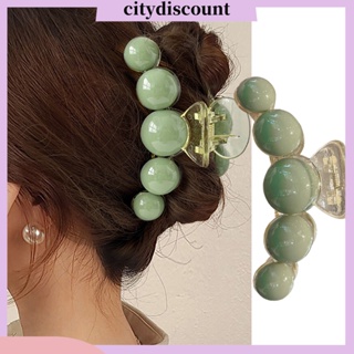 &lt;citydiscount&gt;  กิ๊บติดผม ประดับไข่มุกเทียม สีเขียว กันลื่น แบบยืดหยุ่น ป้องกันการแตกหัก สําหรับตกแต่งผม จํานวน 3 ชิ้น