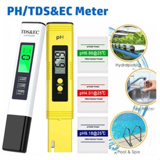 ปากกาวัดค่า PH หน้าจอ LCD ดิจิทัล 2 ชิ้น และเครื่องมือทดสอบอุณหภูมิน้ํา TDS EC PPM