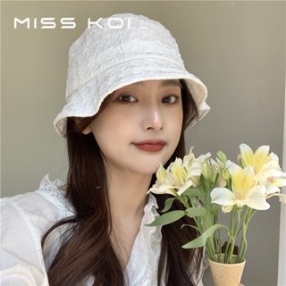 Misskoi [พร้อมส่ง] หมวกบักเก็ตกันแดด จับจีบ ขนาดเล็ก แฟชั่นฤดูใบไม้ผลิ ฤดูร้อน สไตล์ญี่ปุ่น สําหรับผู้หญิง