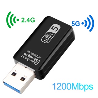 Rich2.br อะแดปเตอร์การ์ดเครือข่ายไร้สาย WiFi 1200Mbps Dual Band USB30 24 58GHz สําหรับ Windows XP Vista 7 8 81 10 Linux Mac OS