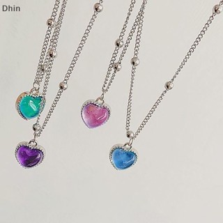 [Dhin] Discoloration Love Pendant Necklace Feeling Emotional Sensitive  Beaded Chain Necklace Gift Jewelry New Fashion COD