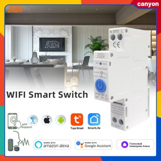 Tuya Wifi Smart Circuit Breaker 1p 40a Din Rail สำหรับบ้านอัจฉริยะ รีโมทคอนโทรลไร้สาย สวิตช์ตั้งเวลา ฟังก์ชันนับถอยหลัง ลำโพงอัจฉริยะ Voice Control canyon