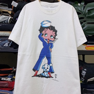 เสื้อยืดแขนสั้น พิมพ์ลายการ์ตูน Betty Boop Betty Doll สไตล์เรโทร สําหรับผู้ชาย และผู้หญิง