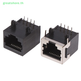 Greatshore แจ็คเชื่อมต่อ RJ45 โลหะ 8 Pin ตัวเมีย PCB มุมขวา 8P8C 10 ชิ้น