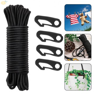 【VARSTR】Flag Rope Accessories Black Fittings Flag Pole Rope Kit Nylon Snap Hooks