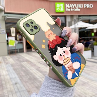 เคสโทรศัพท์มือถือแบบแข็ง ใส กันกระแทก ลายการ์ตูนชานมไข่มุก มีลายด้านข้าง สําหรับ OPPO A92s Reno 4Z 5G