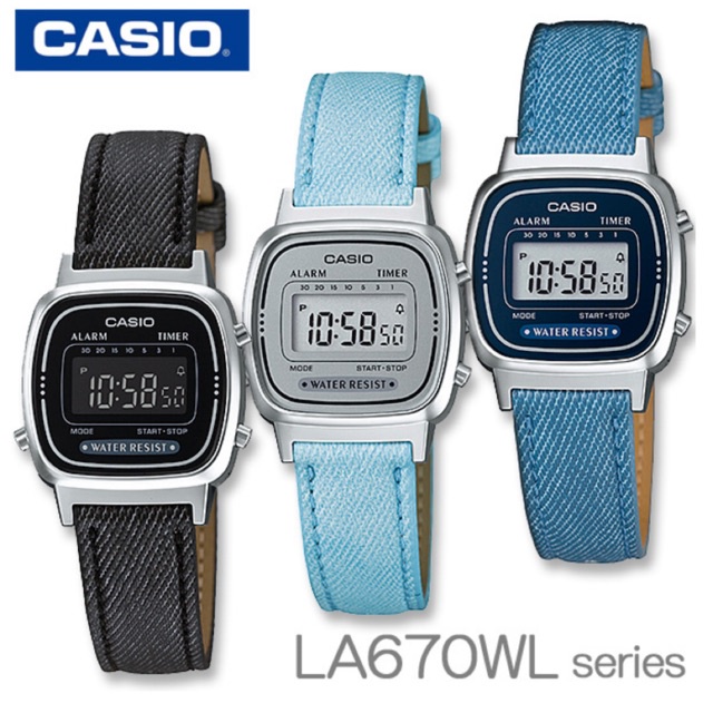 LA670WL CASIO นาฬิกาผู้หญิง สายหนังสวมทนรุ่นLA670WL-1Bด้ำLA670WL-2Aฟ้าLA670WL-2A2น้ำเงินของแท้100% ป