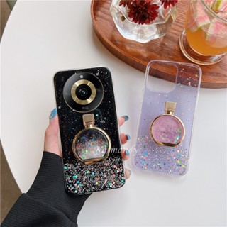 เคสโทรศัพท์มือถือ TPU ใส แบบนิ่ม ลายกากเพชร มีทรายไหล กันกระแทก สําหรับ Realme 11 Pro Pro+ Plus C53 NFC 4G 5G