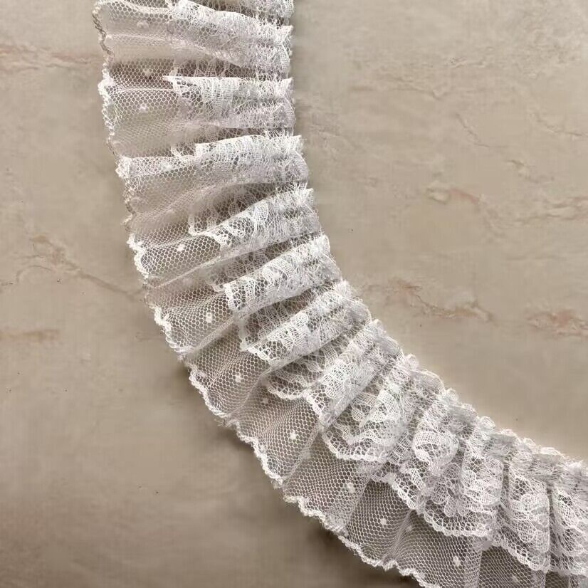 ริบบิ้นตาข่ายจับจีบ ลายจุด สองชั้น กว้าง 5 ซม. 1 หลา สําหรับตกแต่งเสื้อผ้า DIY - รูปที่ 5