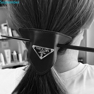 SEPTEMBER Women Hair Accessories Hair Ornaments Exquisite Letter Hair Clip Hair Fork PU Triangle Hair Piece Hairstyle Design Tool Triangle Brand Hair Wear