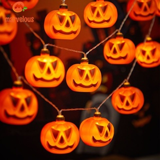 [Halloween Decoration] สายไฟ LED 20 10 ดวง รูปฟักทอง ใช้แบตเตอรี่ สําหรับตกแต่งปาร์ตี้ฮาโลวีน