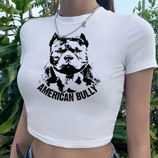 American Bully yk2 เสื้อครอปท็อป สไตล์ฮาราจูกุ 90s สําหรับผู้หญิง