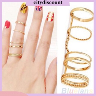 &lt;citydiscount&gt; แหวนนิ้วมือ ประดับโซ่ สไตล์พังก์ พังก์ เครื่องประดับแฟชั่น สําหรับผู้หญิง 1 ชิ้น