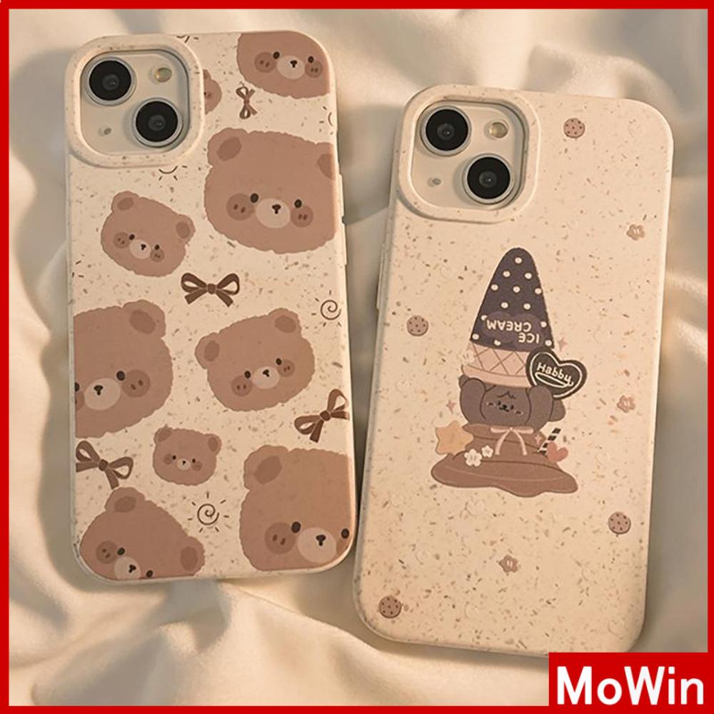 Mowin - เข้ากันได้สำหรับ 15 เคสไอโฟน11 เคส iphone 11 เคสโทรศัพท์เป็นมิตรกับสิ่งแวดล้อมเคสที่ย่อยสลายได้นุ่มกันกระแทกป้องกันหมีน่ารักสีขาวพร้อมโบว์หมวกเข้ากันได้กับ iPhone 13 Pro max 12 Pro Max 11 xr xs 7 8Plus