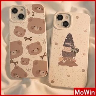 Mowin - เข้ากันได้สำหรับ เคสไอโฟน เคสไอโฟน11 เคส iphone 11 เคสโทรศัพท์เป็นมิตรกับสิ่งแวดล้อมเคสที่ย่อยสลายได้นุ่มกันกระแทกป้องกันหมีน่ารักสีขาวพร้อมโบว์หมวกเข้ากันได้กับ iPhone 13 Pro max 12 Pro Max 11 xr xs 7 8Plus