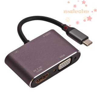 Malcolm 4 IN 1 อะแดปเตอร์แปลง Type-C เป็น HDMI VGA Type-C เป็น HDMI น้ําหนักเบา อเนกประสงค์ 4 IN 1 สําหรับคอมพิวเตอร์ โน้ตบุ๊ก เมาส์